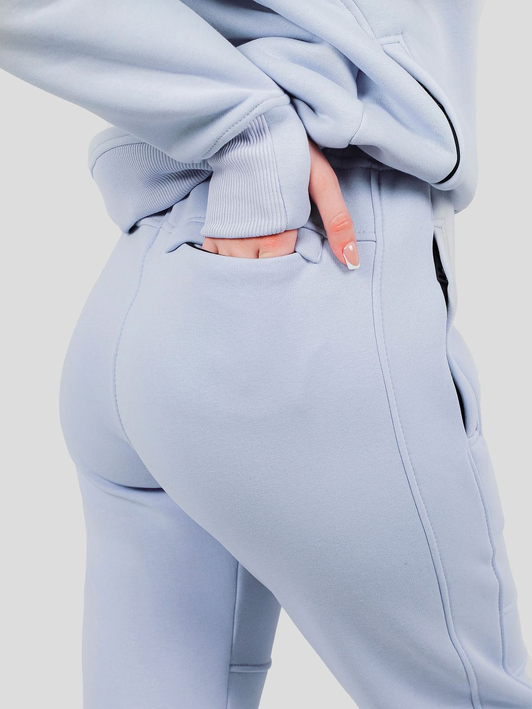 Костюм женский худи на молнии и штаны Светло-голубой, світло-блакитний, M-L, L (108 см)