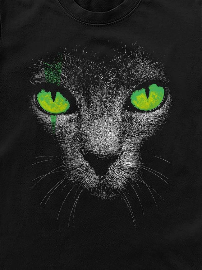 Футболка дитяча "Green-Eyed Cat", Чорний, XS (110-116 см)