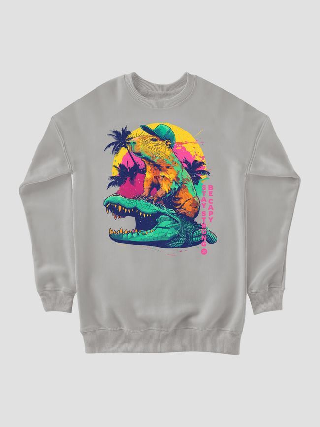 Men's Sweatshirt "Stay Strong, be Capy (Capybara)", Gray, M