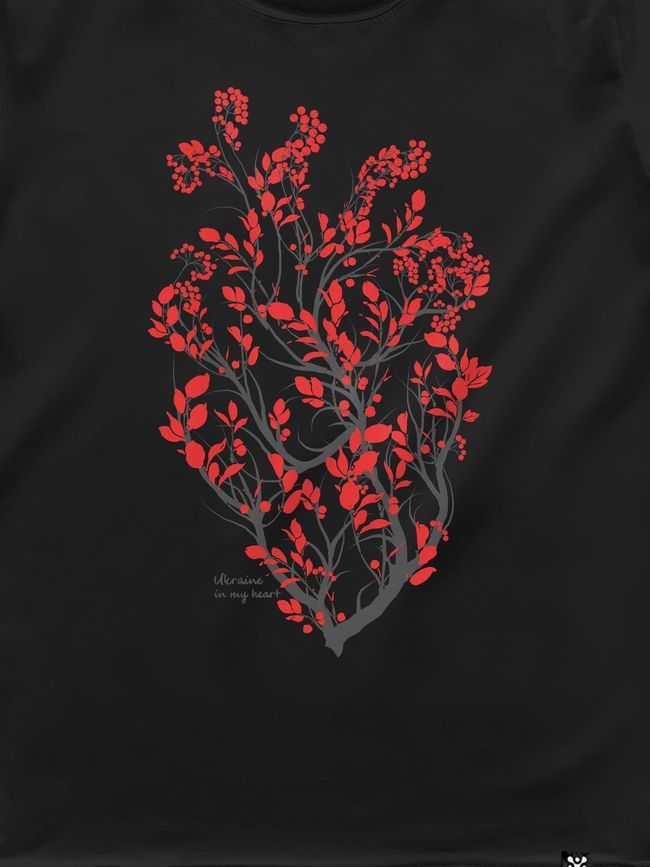 Футболка женская "Ukraine In My Heart", Черный, XS