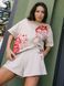 Комплект женский шорты и футболка оверсайз &ldquo;Japanese Tattoo Cats&rdquo; Таш S с котами