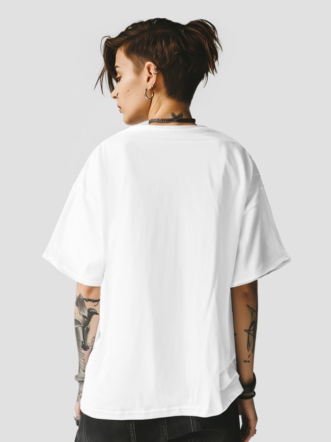 Women's T-shirt Oversize “Gothic”, White, XS-S