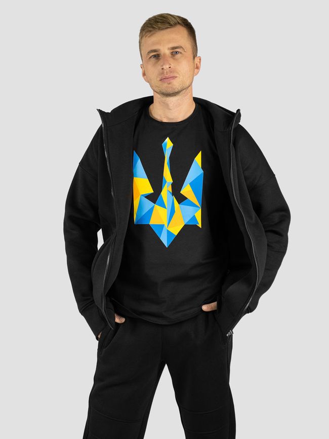 Men's tracksuit set with t-shirt “Ukraine Geometric”, Black, 2XS, XS (104 cm)