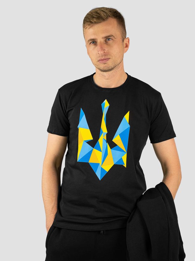 Men's tracksuit set with t-shirt “Ukraine Geometric”, Black, 2XS, XS (104 cm)