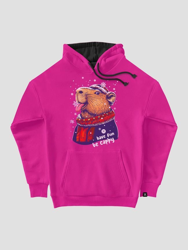 Kid's hoodie "Have Fun, be Cappy (Capybara)", малиновий, L (146-152 см)