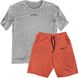 Women’s Oversize Suit - Shorts and T-shirt, Gray-coral, 2XS