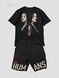 Men’s Oversize Suit - Shorts and T-shirt “Twosome Nuns”, Black, 2XS