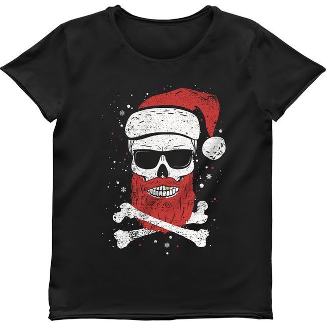 Women's T-shirt "Santa Skull", Black, S