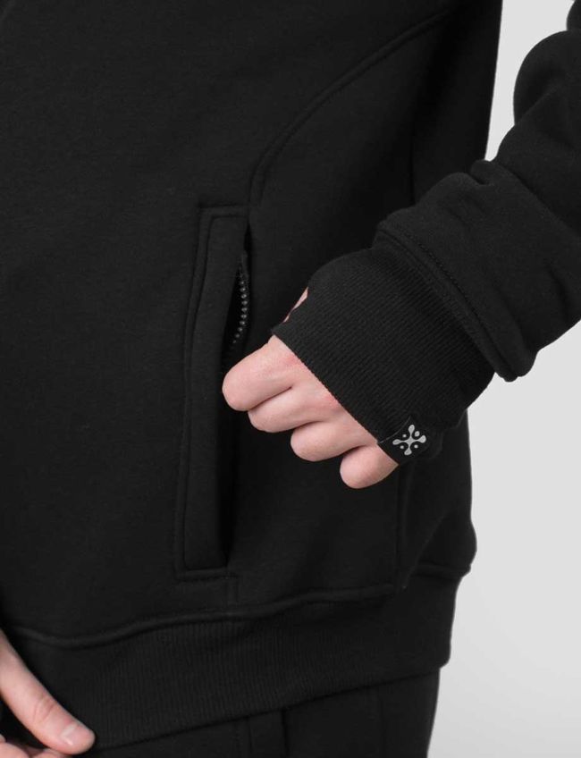 Men's tracksuit set with a Changeable Patch "Dubhumans" Hoodie with a zipper, Black, 2XS, XS (99  cm)