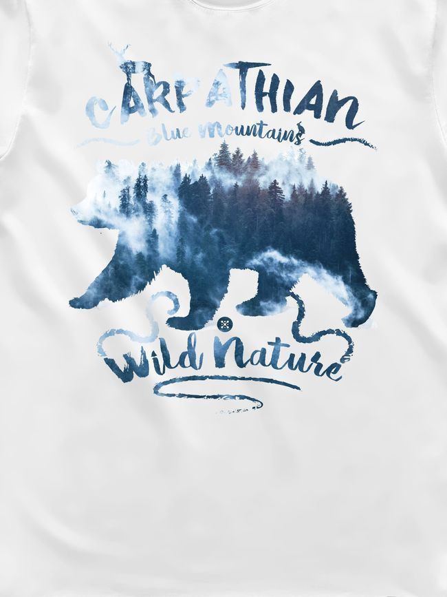 Футболка чоловіча "Блакитні гори Карпат", Білий, XS