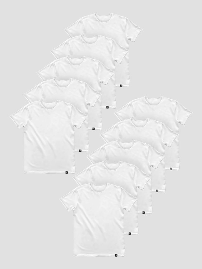 Set of 10 white basic t-shirts "White", XS, Male