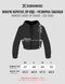 Women's cropped hoodie with zipper and oversized drawstring pants set, Black, XS, S