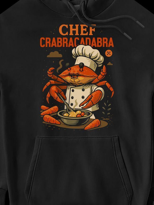 Men's Hoodie "Chef Crabracadabra", Black, M-L