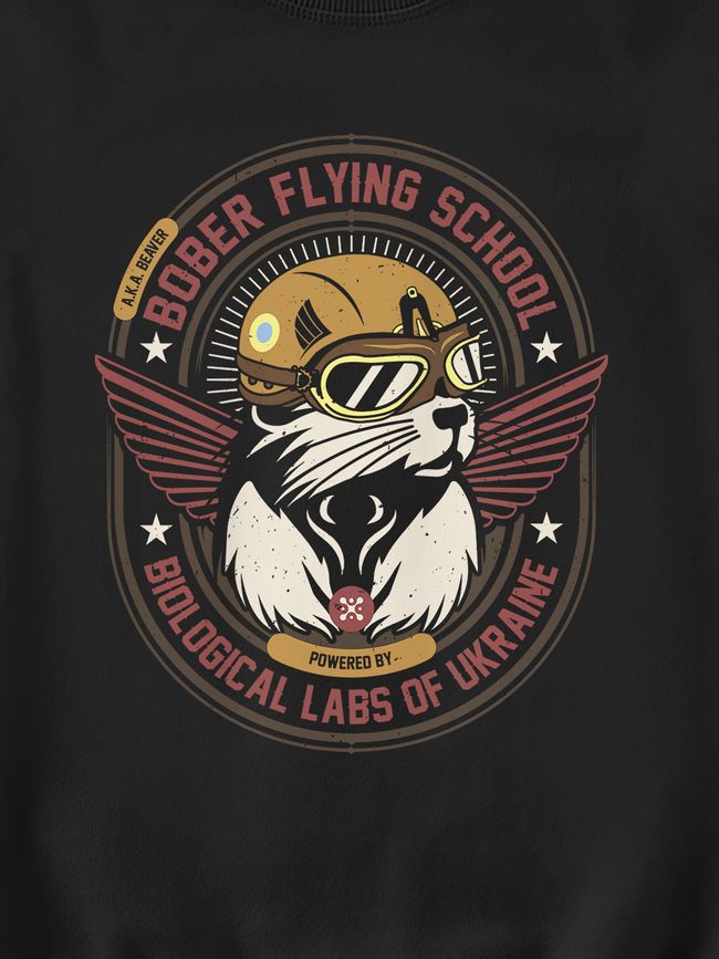 Свитшот мужской “Bober Flying School”, Черный, M