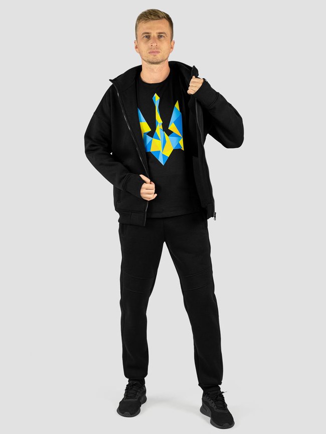 Men's tracksuit set with t-shirt “Ukraine Geometric”, Black, XS-S, XS (99  cm)