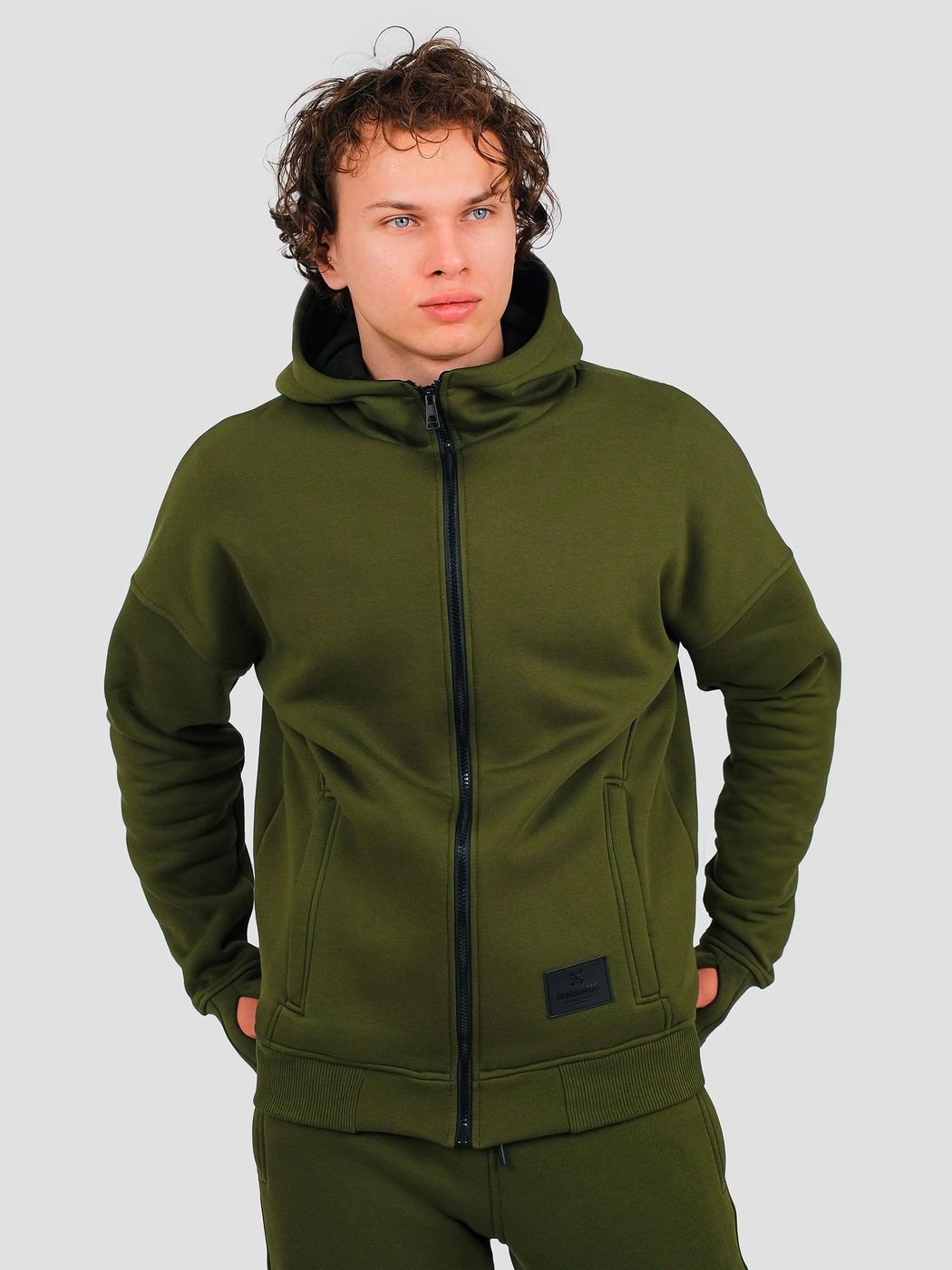 Men's tracksuit set Hoodie with a zipper and Pants Green, Green, M-L, L (108 cm)
