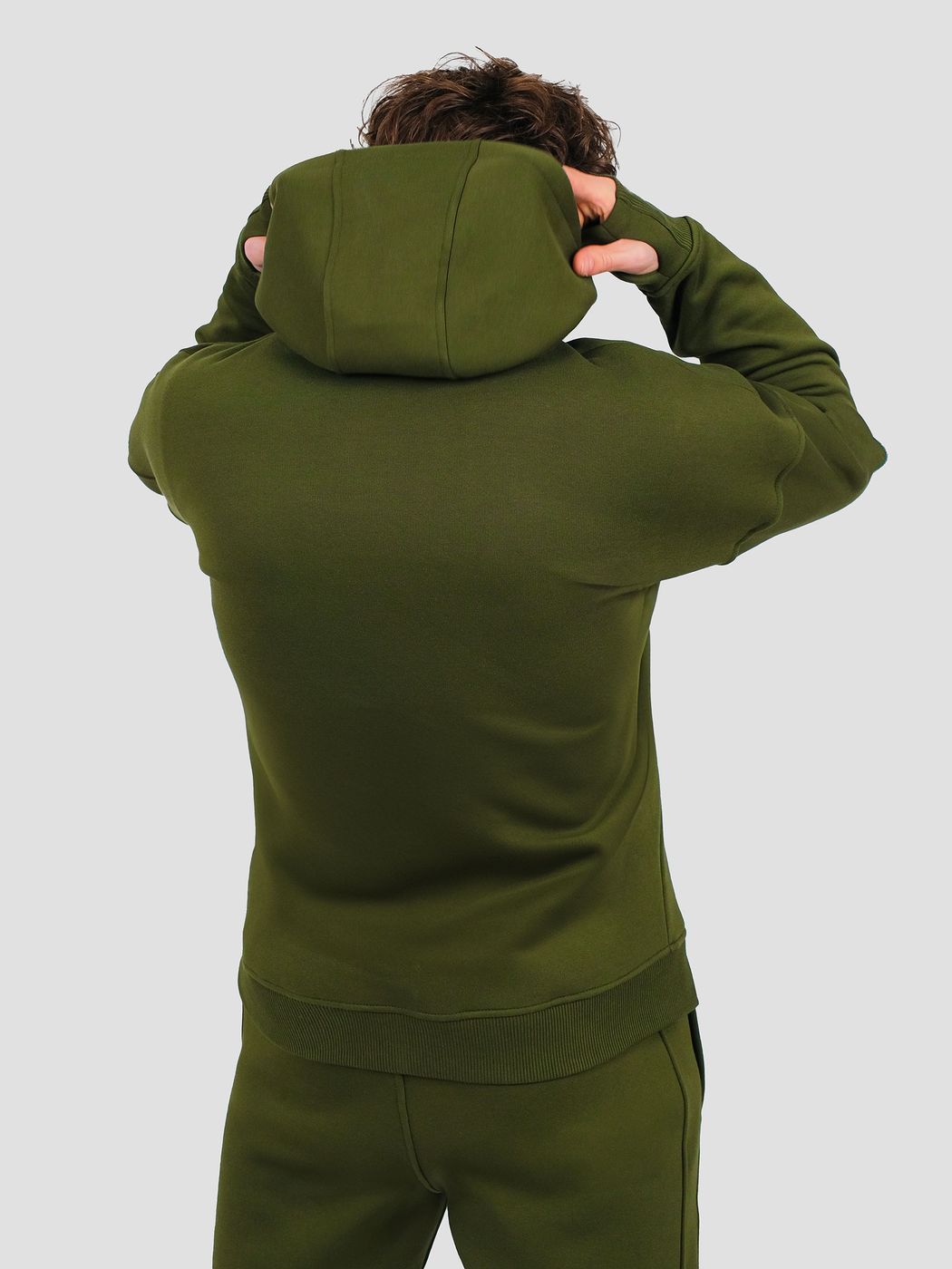Костюм мужской худи на молнии и штаны Зеленый, Зеленый, M-L, L (108 см)