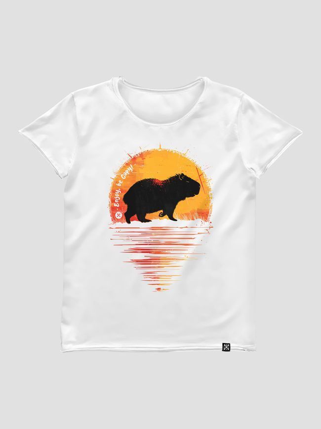 Women's T-shirt "Enjoy, be Capy (Capybara)", White, XS