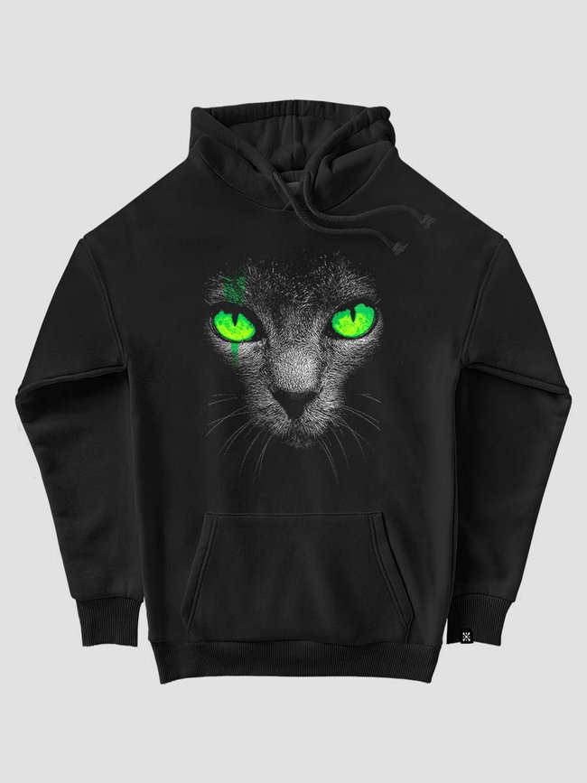 Худі дитяче "Green-Eyed Cat", Чорний, XS (110-116 см)