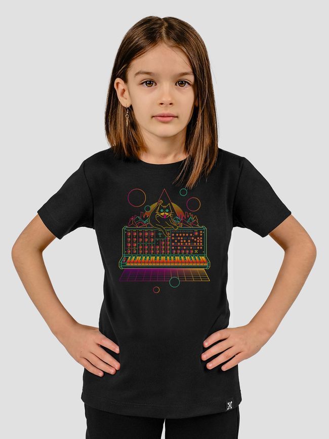 Футболка детская &ldquo;Кот x Синт&rdquo;, Черный, XS  (110-116 см)