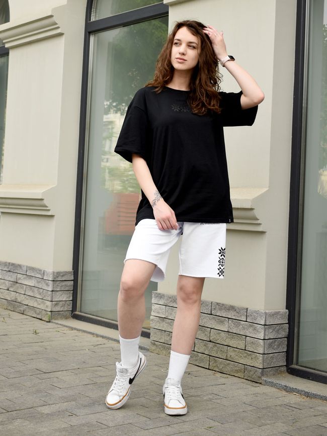 Комплект жіночий шорти та футболка оверсайз “Генетичний Код”, Білий, 2XS