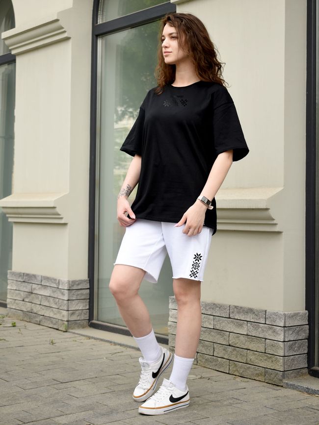Комплект женский шорты и футболка оверсайз “Генетический Код”, Белый, 2XS