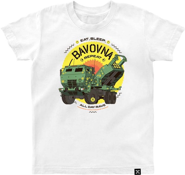 Kid's T-shirt “Eat, Sleep, Bavovna, Repeat”, White, XS (110-116 cm)