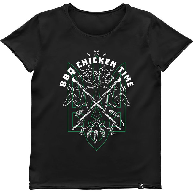 Women's T-shirt "BBQ Chicken Time", Black, M