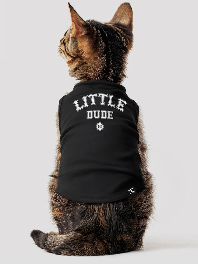 Cat's T-shirt "Little Dude", Black, XS