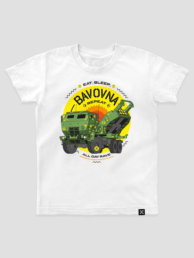 Kid's T-shirt “Eat, Sleep, Bavovna, Repeat”, White, XS (110-116 cm)