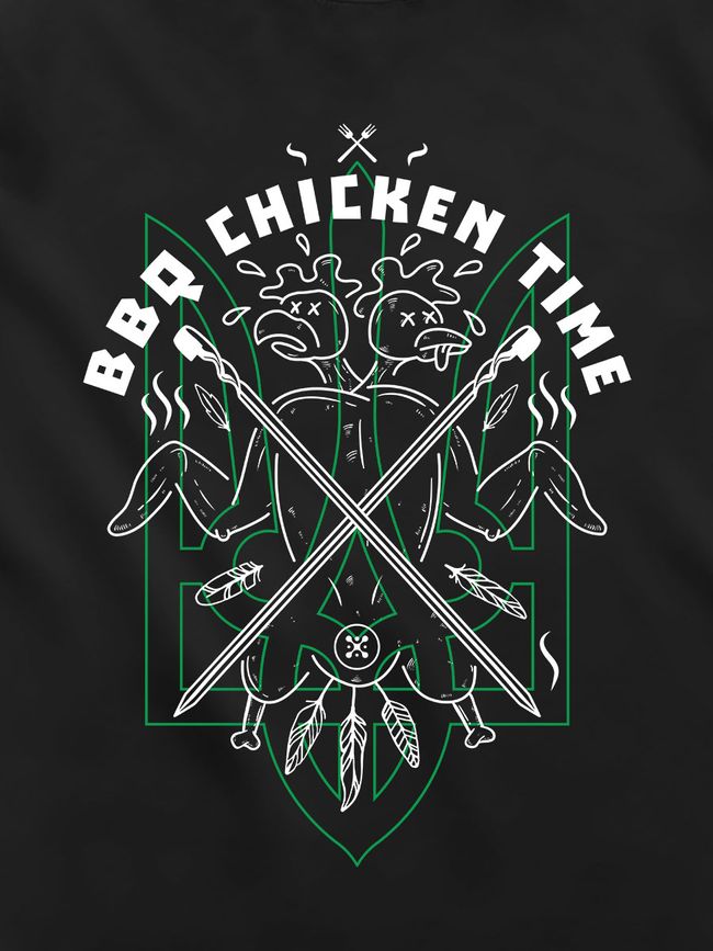 Women's T-shirt "BBQ Chicken Time", Black, M