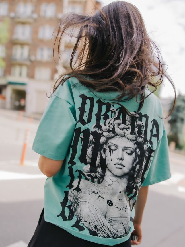 Women's T-shirt Oversize &ldquo;Drama Mood&rdquo;, Light emerald, L