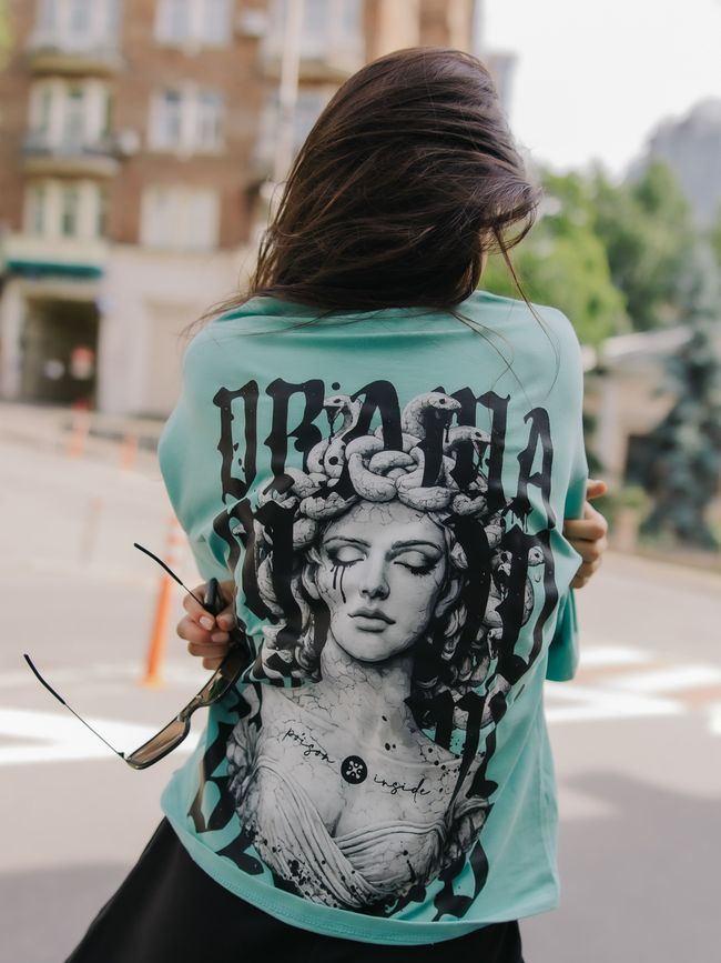 Women's T-shirt Oversize &ldquo;Drama Mood&rdquo;, Light emerald, L