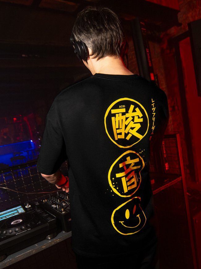 Футболка мужская оверсайз &ldquo;Japanese Acid Sound&rdquo; Черная XSS с японскими символами