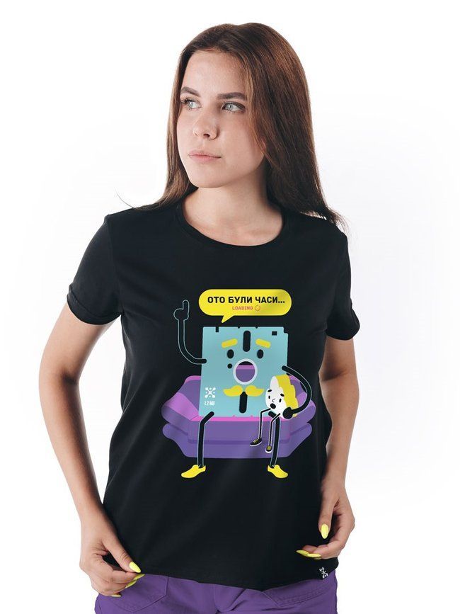 Women's Funny T-shirt &ldquo;Floppy Grandfa&rdquo;, Black, S