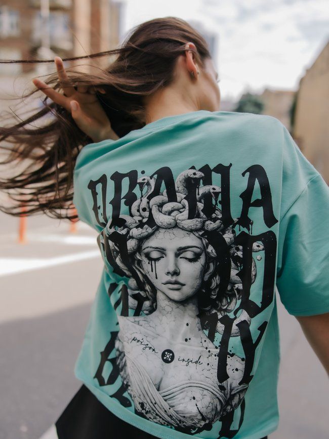 Women's T-shirt Oversize &ldquo;Drama Mood&rdquo;, Light emerald, L