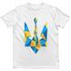 Men's T-shirt "Ukraine Geometric" with a Trident Coat of Arms, White, M